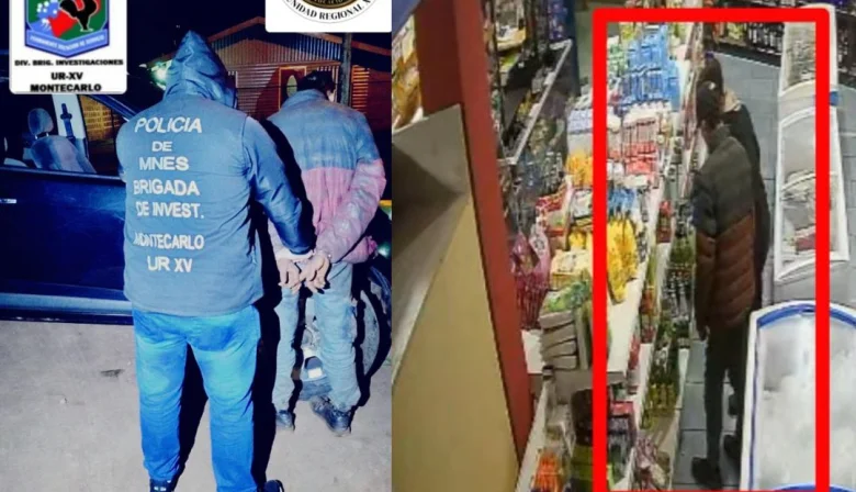 Cámaras de seguridad los delataron: Dos detenidos por el hurto de comida en un local de Montecarlo