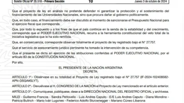 Ley de Financiamiento Universitario: Tras la masiva marcha al Congreso fue vetada por Milei